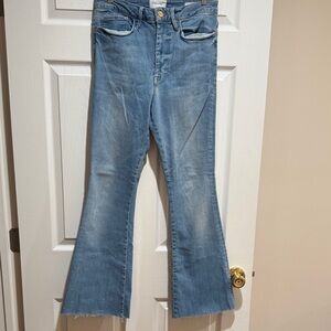 Frame Denim Light Blue Flare Jeans Frayed Hem Le One Flare Size 2